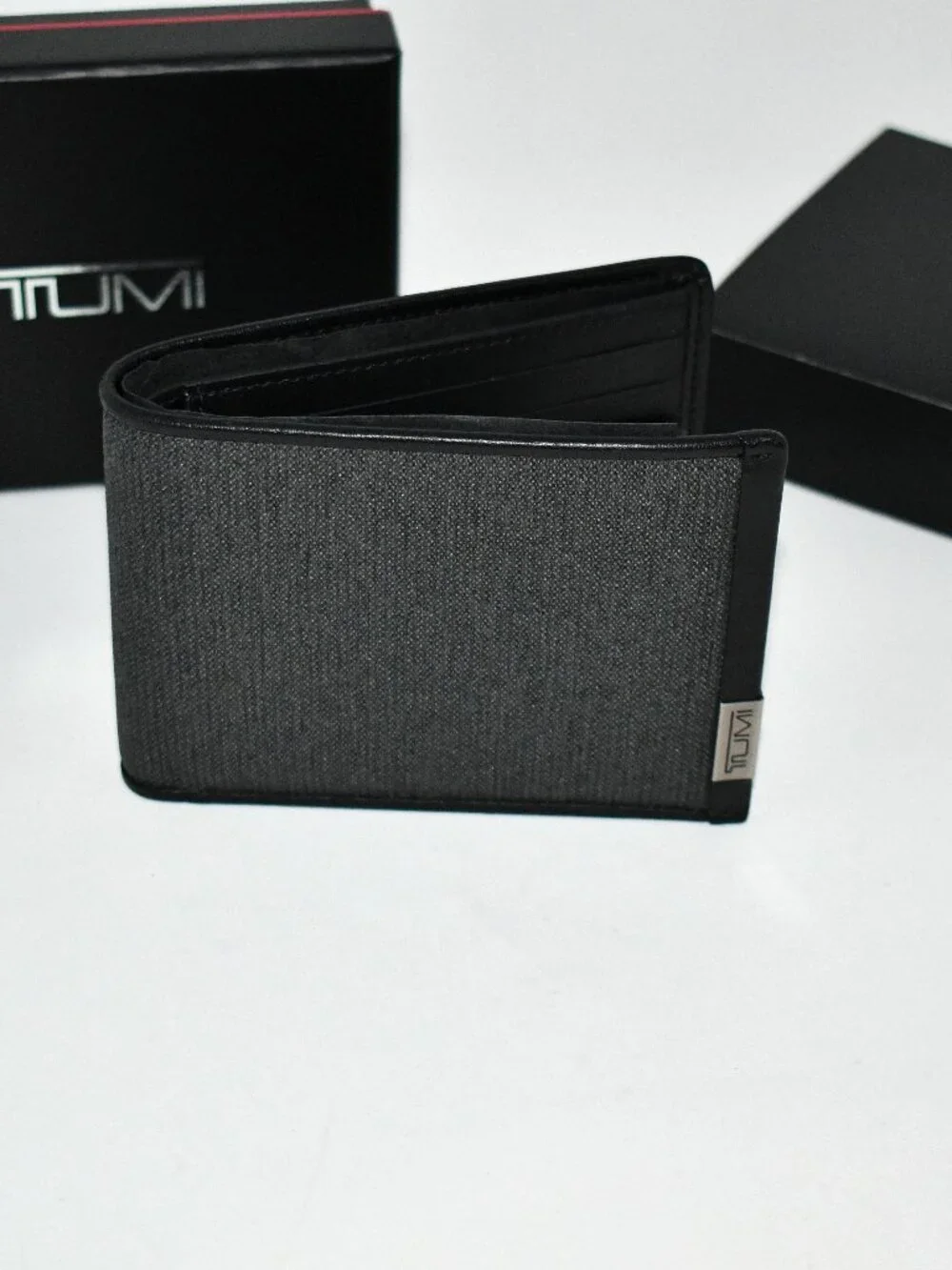 TUMI Alpha Global Double Billfold Wallet Anthracite Leather Trim 0119230ATID NIB